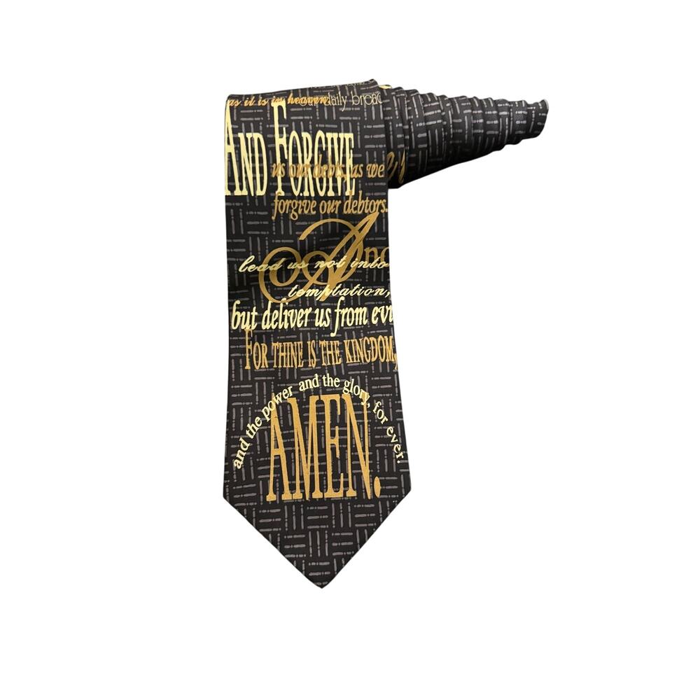 Larson The Lords Prayer Religious Christian Novelty Necktie 100% Silk